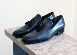 Jean Pierre Hand Burnished Calfskin Tasseled Loafer Black