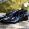 Jean Pierre Shiny Calfskin Tasseled Loafer Navy