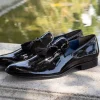Jean Pierre Shiny Calfskin Tasseled Loafer Black