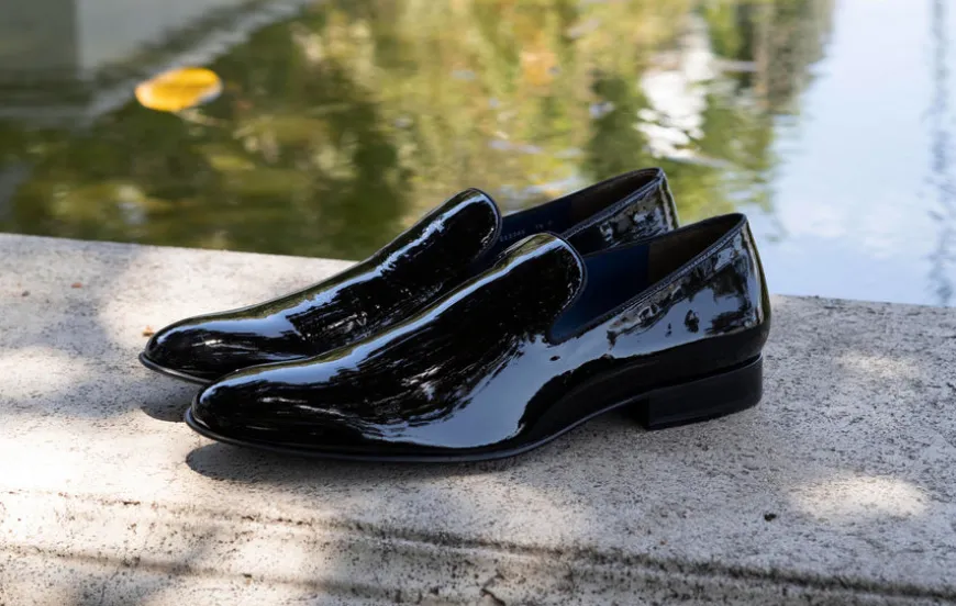 Jean Pierre Shiny Calfskin Venetian Loafer Black