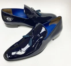 Jean Pierre Shiny Calfskin Tasseled Loafer Navy