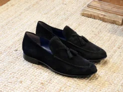 Jean Pierre Suede Tasseled Loafer Black