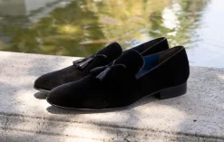 Jean Pierre Velvet Tasseled Loafer Black