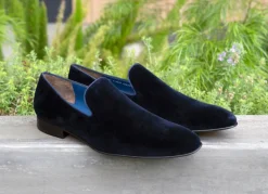 Jean Pierre Velvet Venetian Loafer Navy
