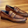 Jean Pierre Woven Calfskin Penny Loafer Camel