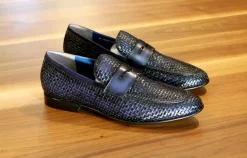 Jean Pierre Woven Calfskin Penny Loafer Black