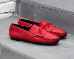 Maurice Supple Calfskin Slip-On Driving Moccasin Red