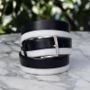 Maurice Two-Tone Leather Belt 1-Navy/White