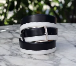 Maurice Two-Tone Leather Belt 1-Navy/White