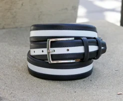 Maurice Two-Tone Leather Belt 2-Navy/White