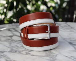 Maurice Two-Tone Leather Belt 1-Tan/White