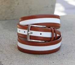Maurice Two-Tone Leather Belt 2-Tan/White