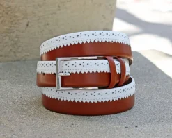 Maurice Two-Tone Leather Belt 3-Tan/White