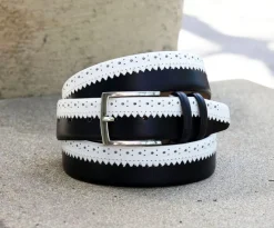 Maurice Two-Tone Leather Belt 3-Dark-Navy/White