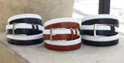 Maurice Two-Tone Leather Belt 3-Dark-Navy/White