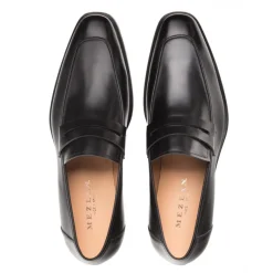 Mezlan Calfskin Penny Loafer Black