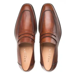 Mezlan Calfskin Penny Loafer Cognac