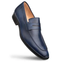 Mezlan Calfskin Penny Loafer Navy