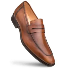 Mezlan Calfskin Penny Loafer Cognac
