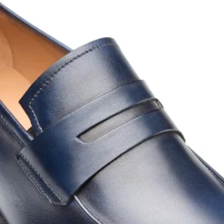 Mezlan Calfskin Penny Loafer Navy
