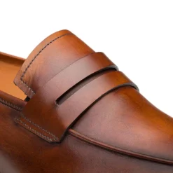 Mezlan Calfskin Penny Loafer Cognac