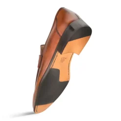 Mezlan Calfskin Penny Loafer Cognac