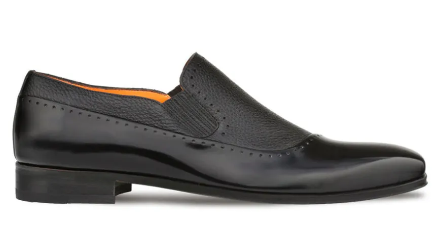 Mezlan Deerskin & Calfskin Slip-On Shoe Black