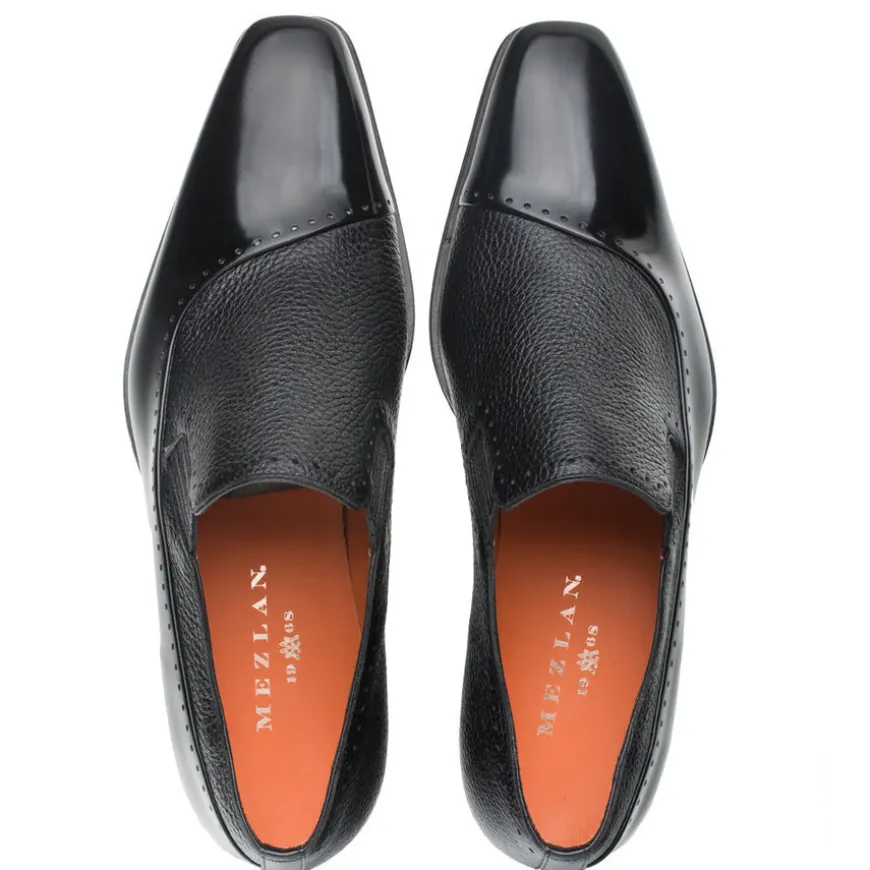 Mezlan Deerskin & Calfskin Slip-On Shoe Black