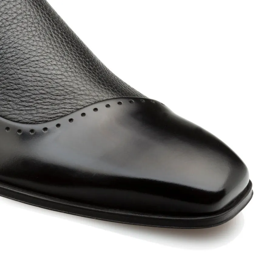 Mezlan Deerskin & Calfskin Slip-On Shoe Black