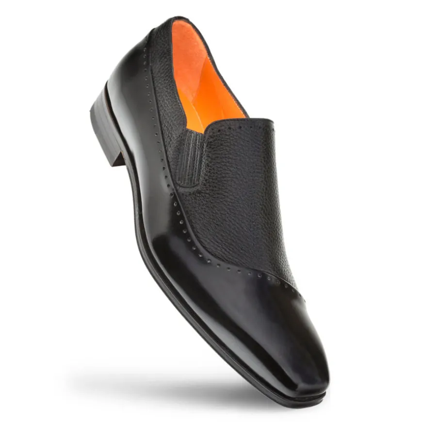 Mezlan Deerskin & Calfskin Slip-On Shoe Black