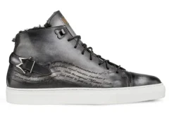 Mezlan Etched High-Top Sneaker Grey