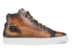 Mezlan Etched High-Top Sneaker Cognac