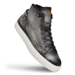 Mezlan Etched High-Top Sneaker Grey