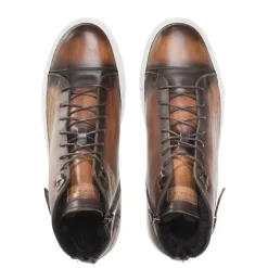 Mezlan Etched High-Top Sneaker Cognac
