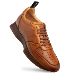 Mezlan "Gerardo" Deerskin Sneaker-Cognac
