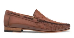 Mezlan Ostrich Dress Moccasin Brandy