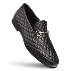 Mezlan Quilted Leather Loafer Black