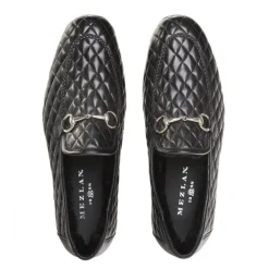 Mezlan Quilted Leather Loafer Black