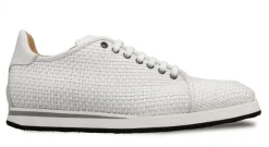 Mezlan Woven Calfskin Lace-Up Sneaker White