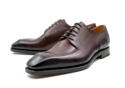 Norman Burnished Calfskin Lace-Up Split-Toe Oxford Brown