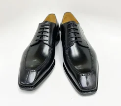 Norman Burnished Calfskin Lace-Up Split-Toe Oxford Black