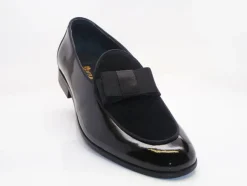 Patent Leather & Suede Slip-On Loafer Black