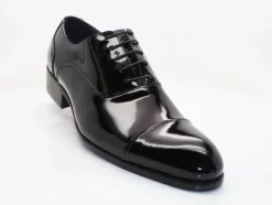 Patent Leather Lace-Up Oxford Black