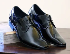 Patent Leather Lace-Up Oxford Black