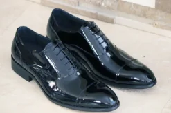 Patent Leather Lace-Up Oxford Black