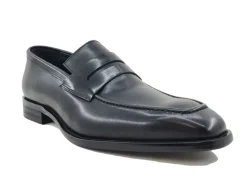 Patina Calfskin Slip-On Penny Loafer Black