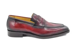 Patina Calfskin Slip-On Penny Loafer Burgundy
