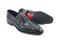 Patina Calfskin Slip-On Penny Loafer Black