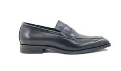 Patina Calfskin Slip-On Penny Loafer Black