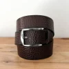 Pebbled Leather Belt Brown